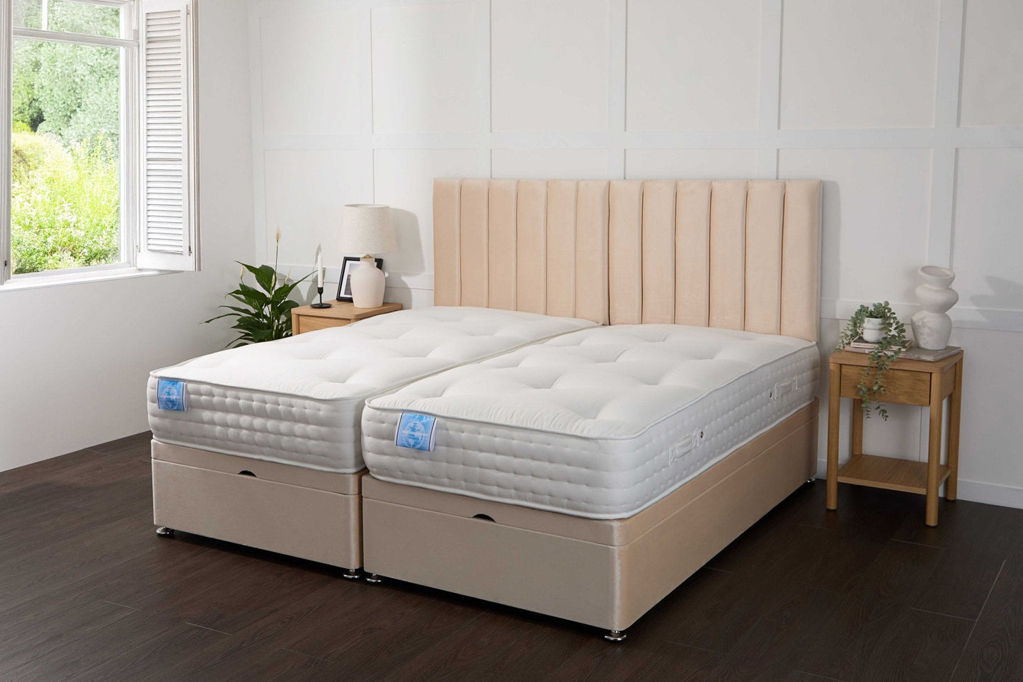 Apollo Luxury Hotel Zip and Link 1000 Pocket Sprung Intelligent Fibre Ottoman Divan Bed Set