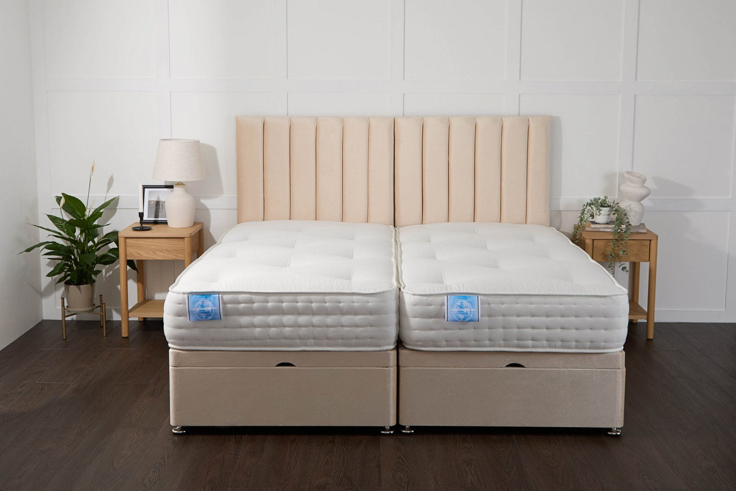 Apollo Luxury Hotel Zip and Link 2000 Pocket Sprung Intelligent Fibre Ottoman Divan Bed Set